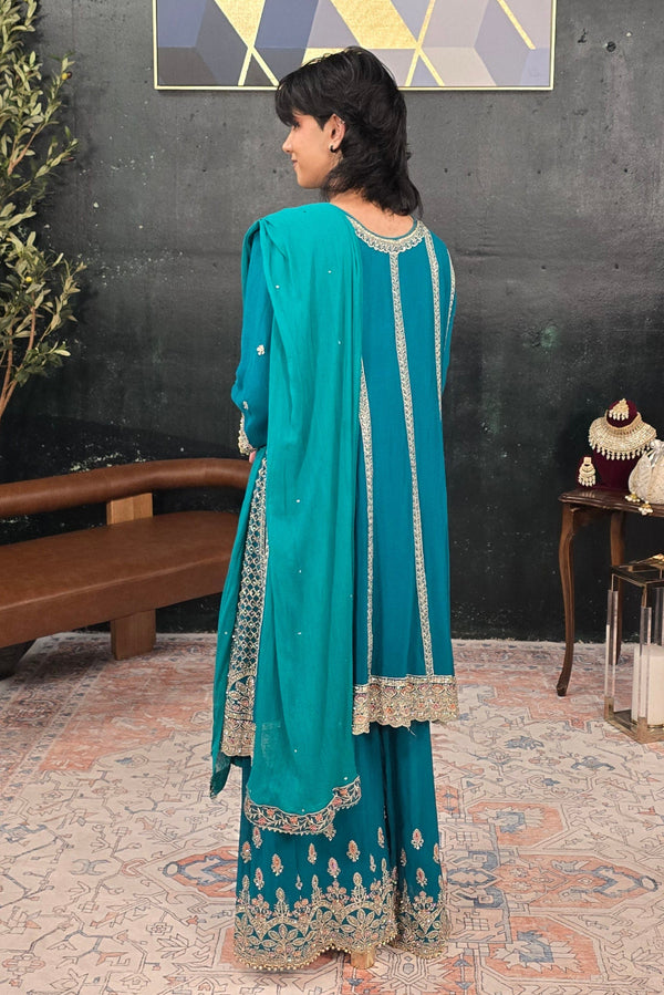 Green swarovski georgette Salwar Kameez (Outside Ontario)