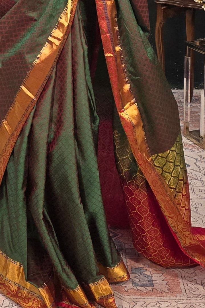 Banarasi Kanjivaram Royal Green Saree