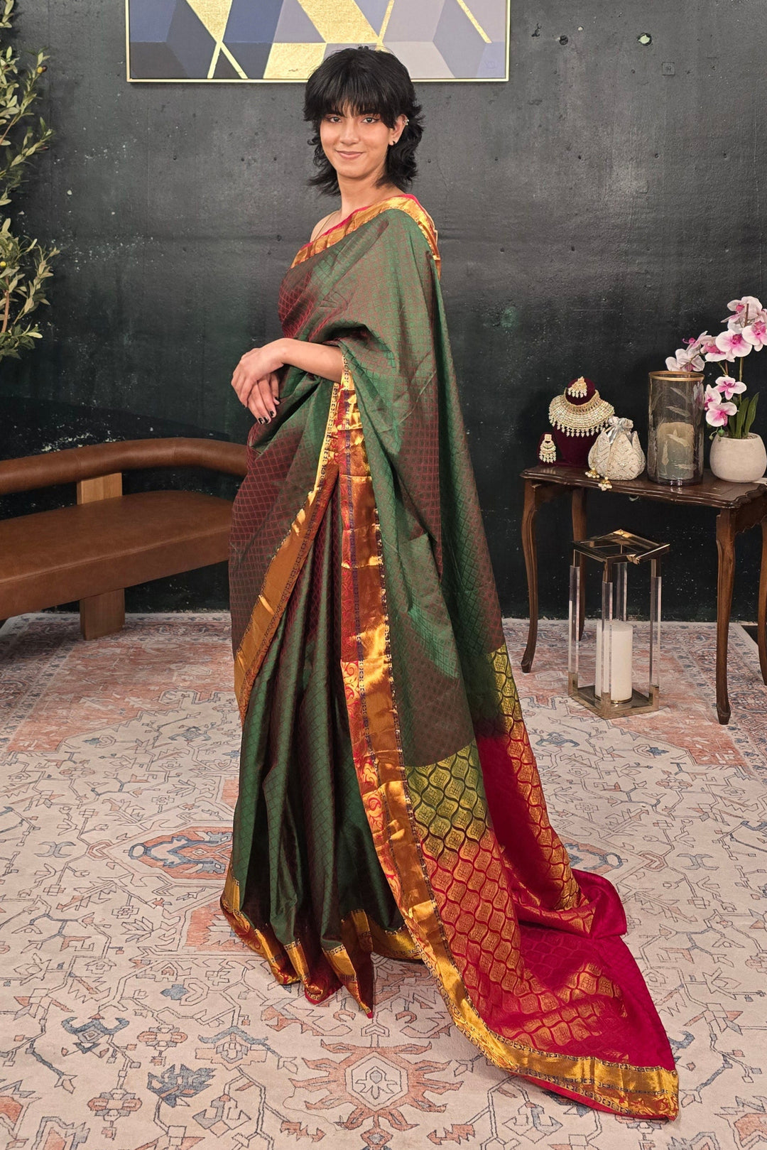 Banarasi Kanjivaram Royal Green Saree