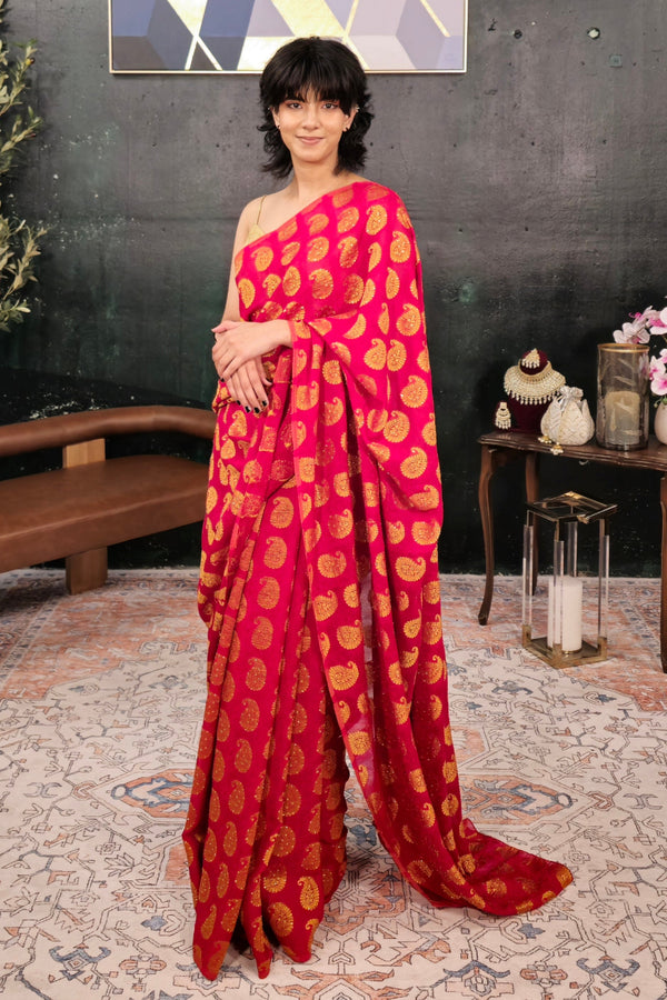 Magenta Banarsi Saree