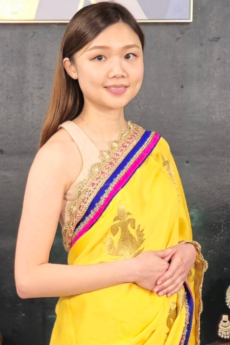 Yellow Georgette Embroidered Saree