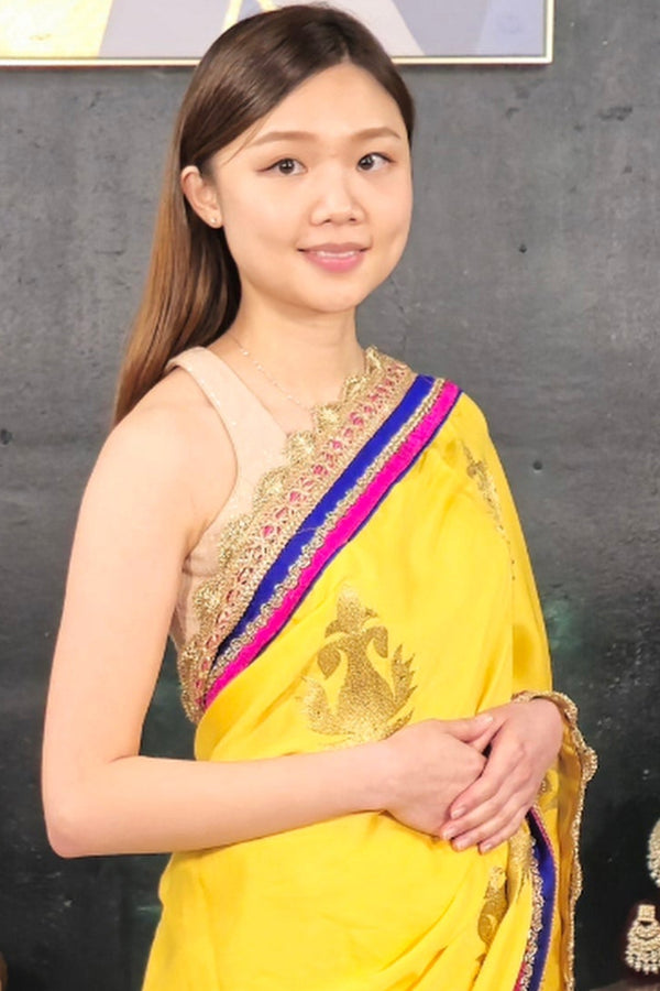 Yellow Georgette Embroidered Saree