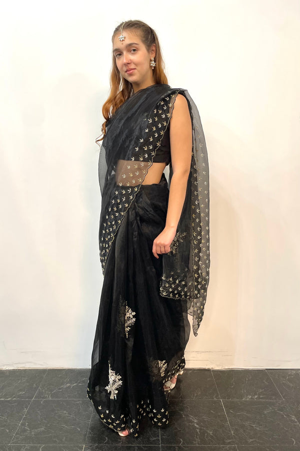 Glass tissue Black Saree