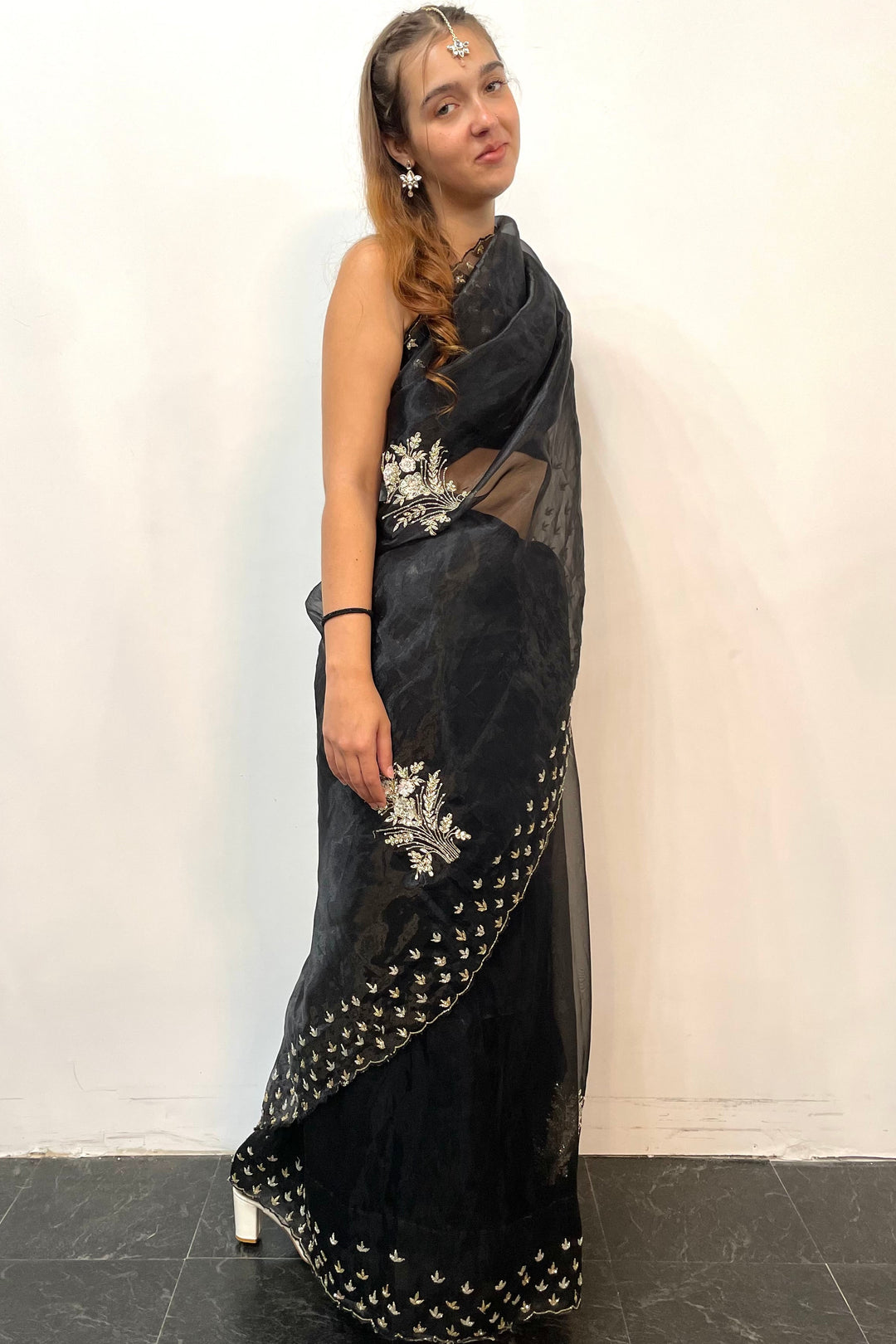 Glass tissue Black Saree