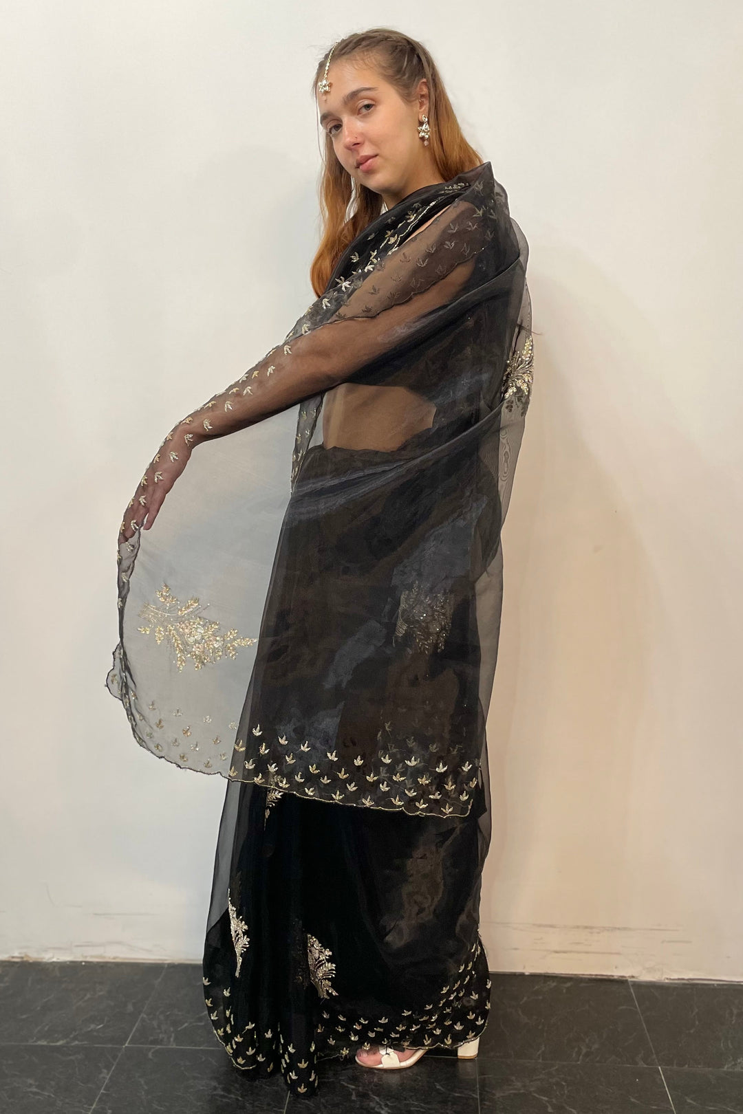 Glass tissue Black Saree