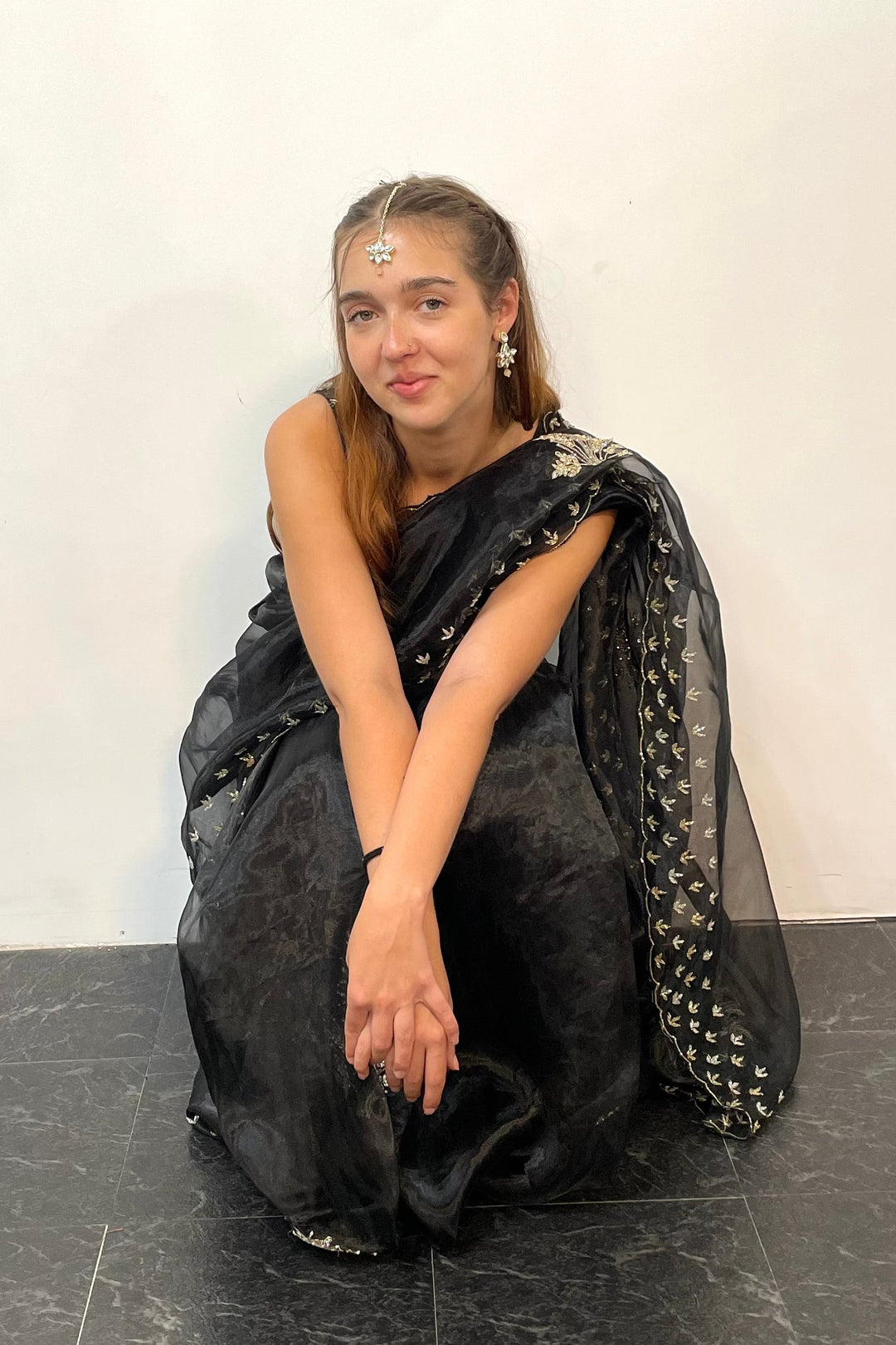 Glass tissue Black Saree