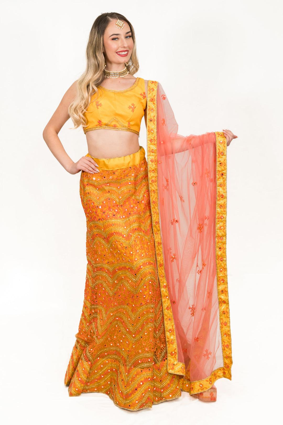 Mustard Yellow Sequined lehenga