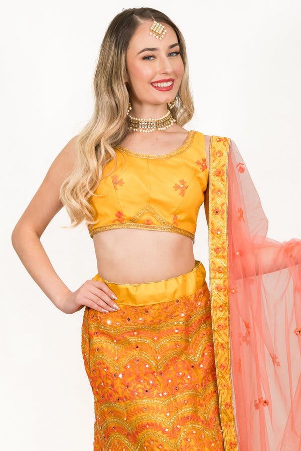 Mustard Yellow Sequined lehenga (Outside Ontario)