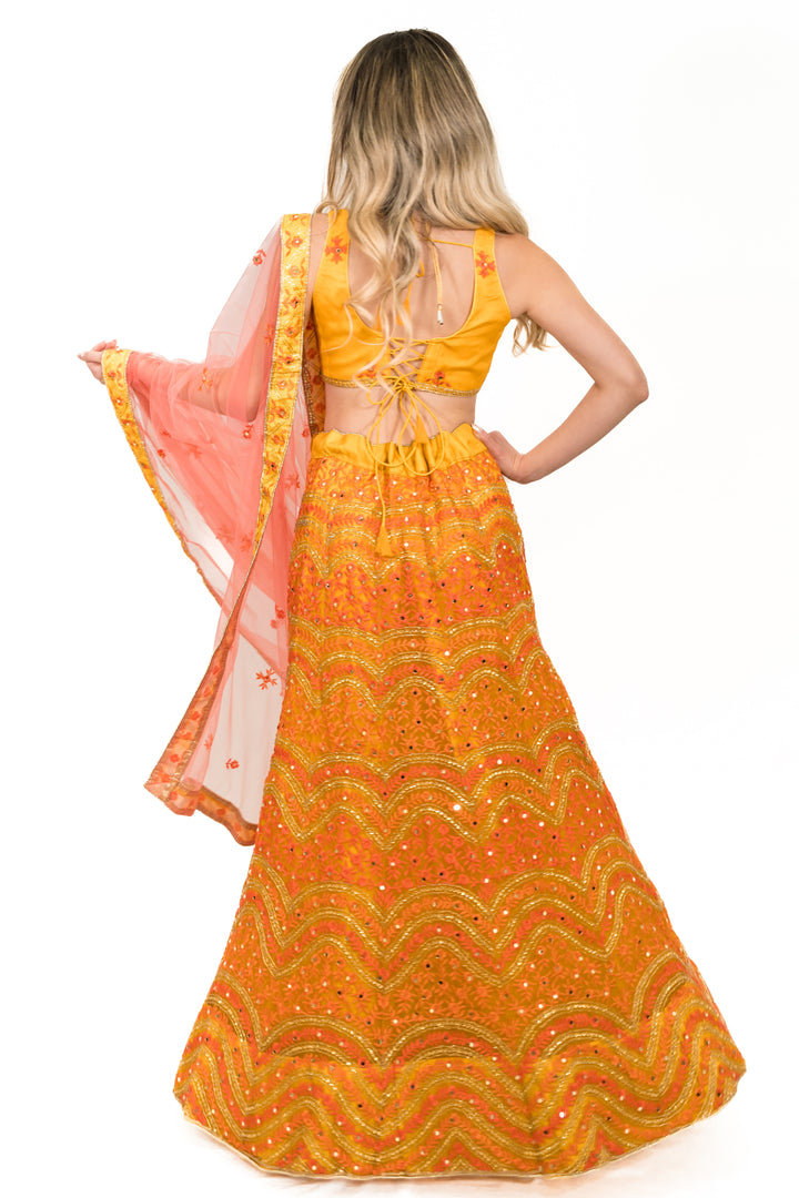 Mustard Yellow Sequined lehenga