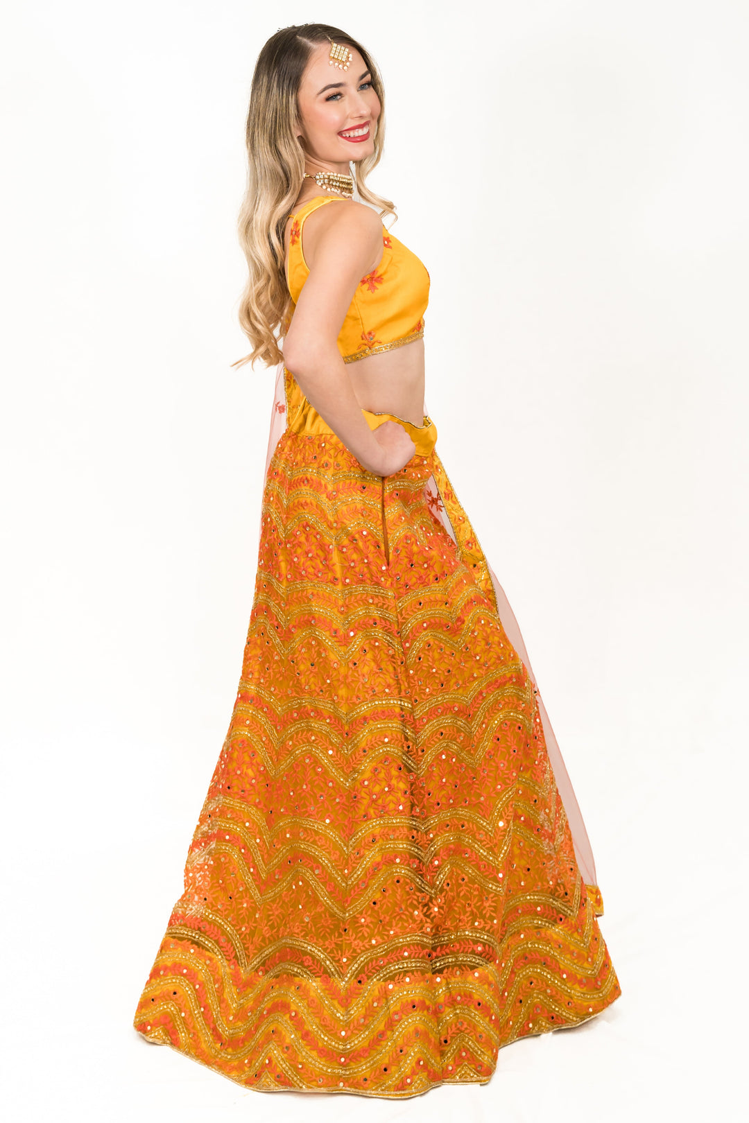 Mustard Yellow Sequined lehenga