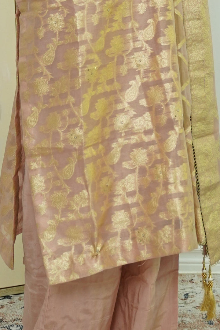Champagne Glint Banarasi Salwar Kameez