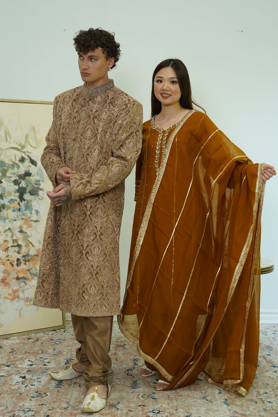 Regal Gold Sequin Sherwani Set