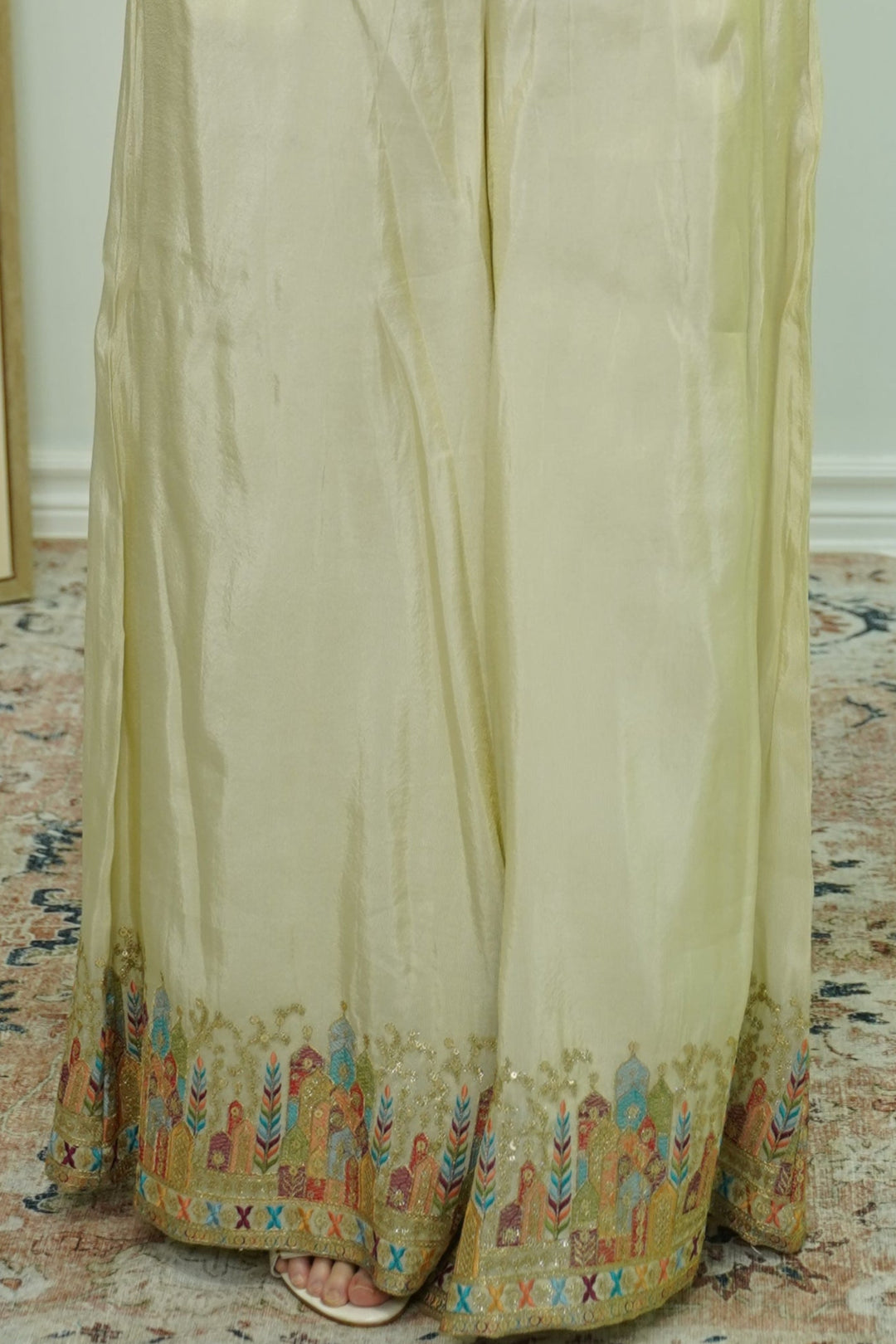 Ivory Embroidered Sleeveless Gharara Set