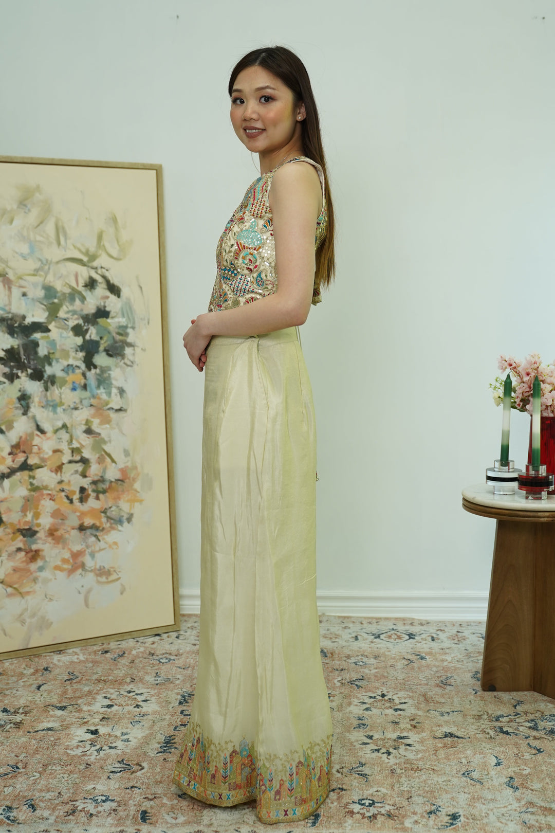 Ivory Embroidered Sleeveless Gharara Set