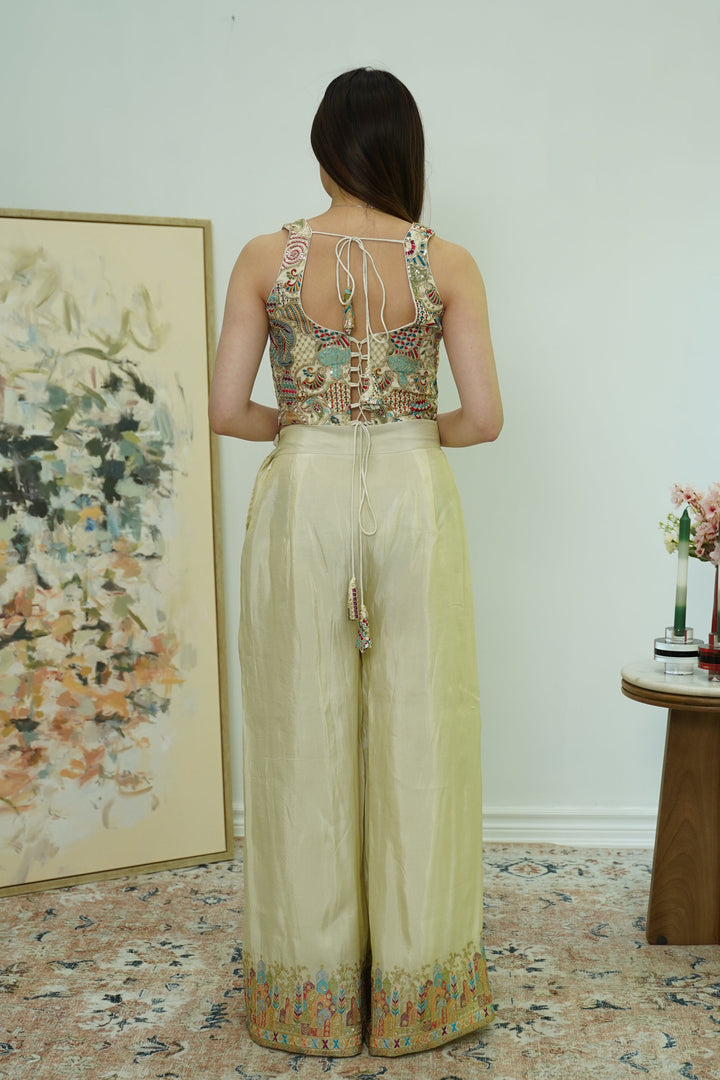 Ivory Embroidered Sleeveless Gharara Set