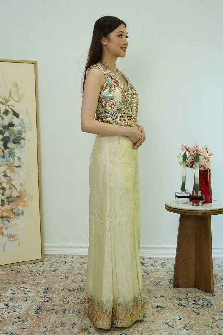 Ivory Embroidered Sleeveless Gharara Set