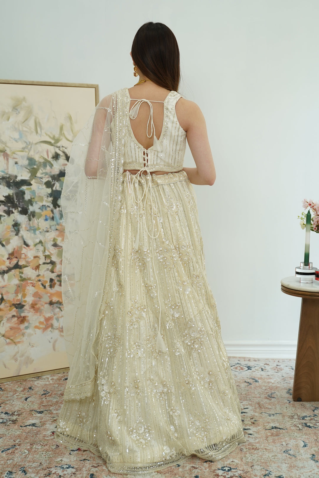 Champagne silver-gold lehenga