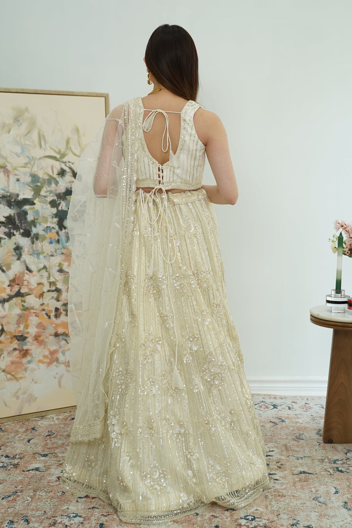 Champagne silver-gold lehenga