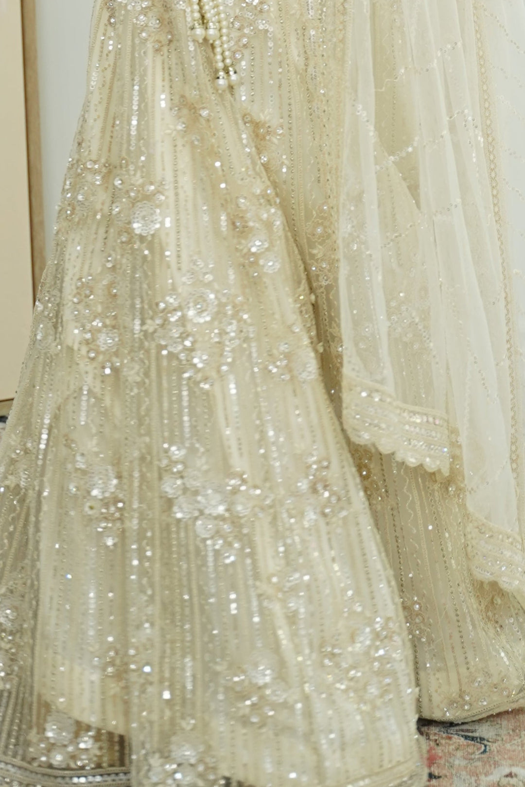 Champagne silver-gold lehenga