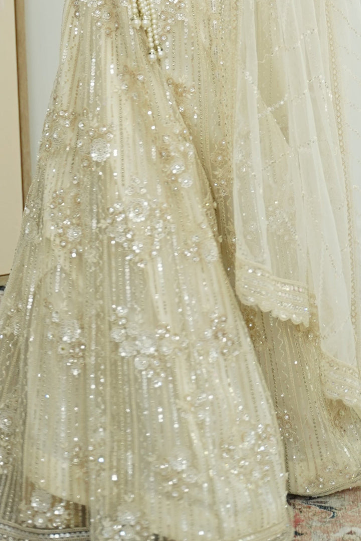 Champagne silver-gold lehenga