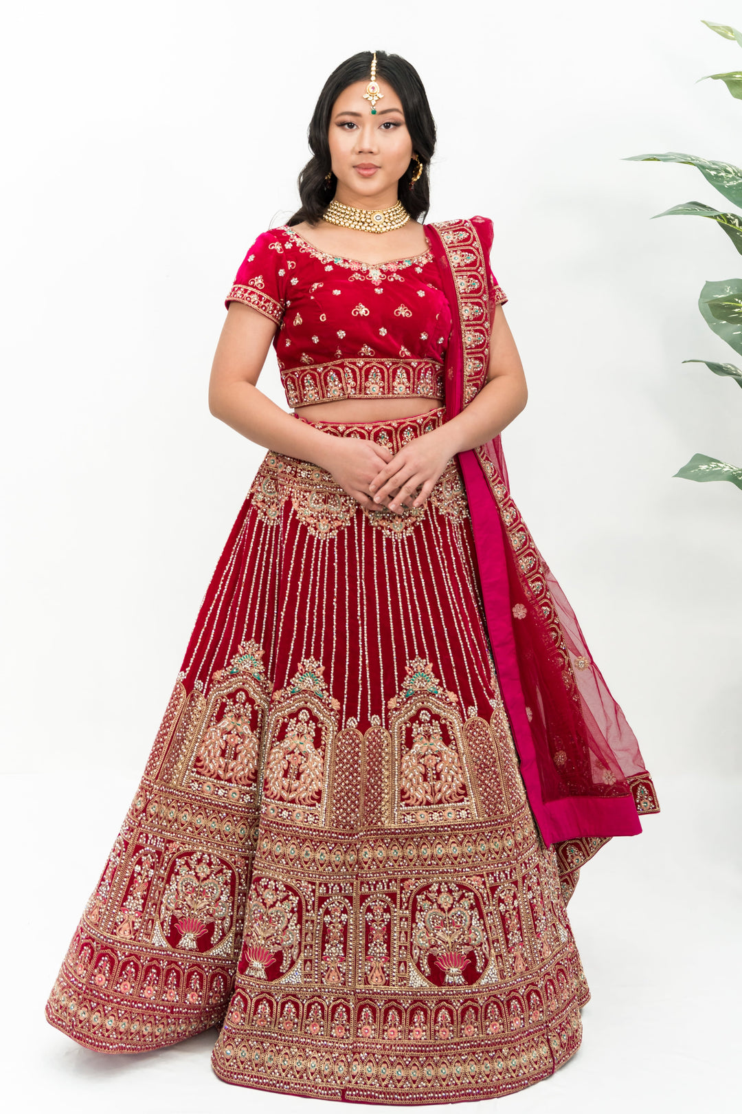 Magenta heavy embellished lehenga
