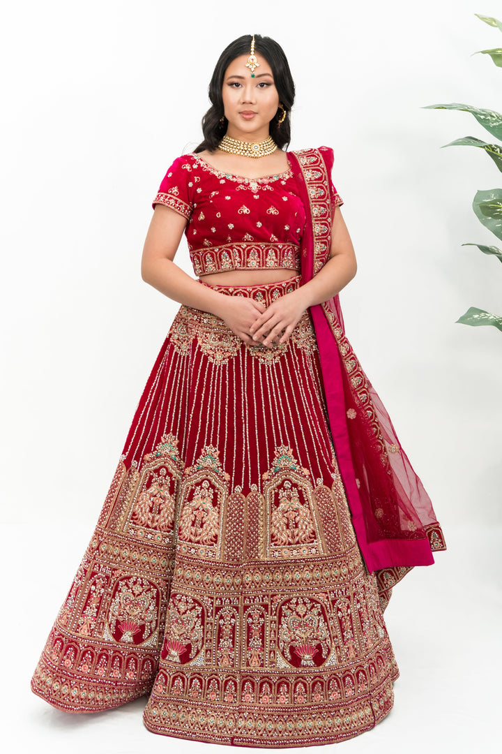 Magenta heavy embellished lehenga