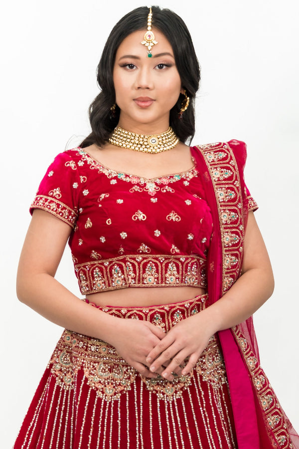 Magenta heavy embellished lehenga