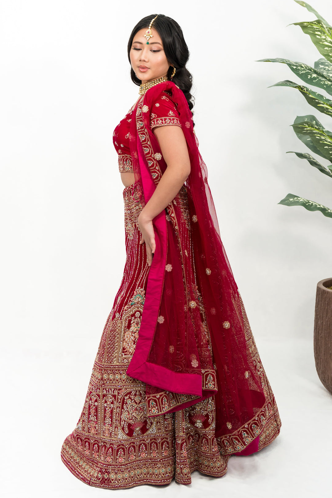 Magenta heavy embellished lehenga
