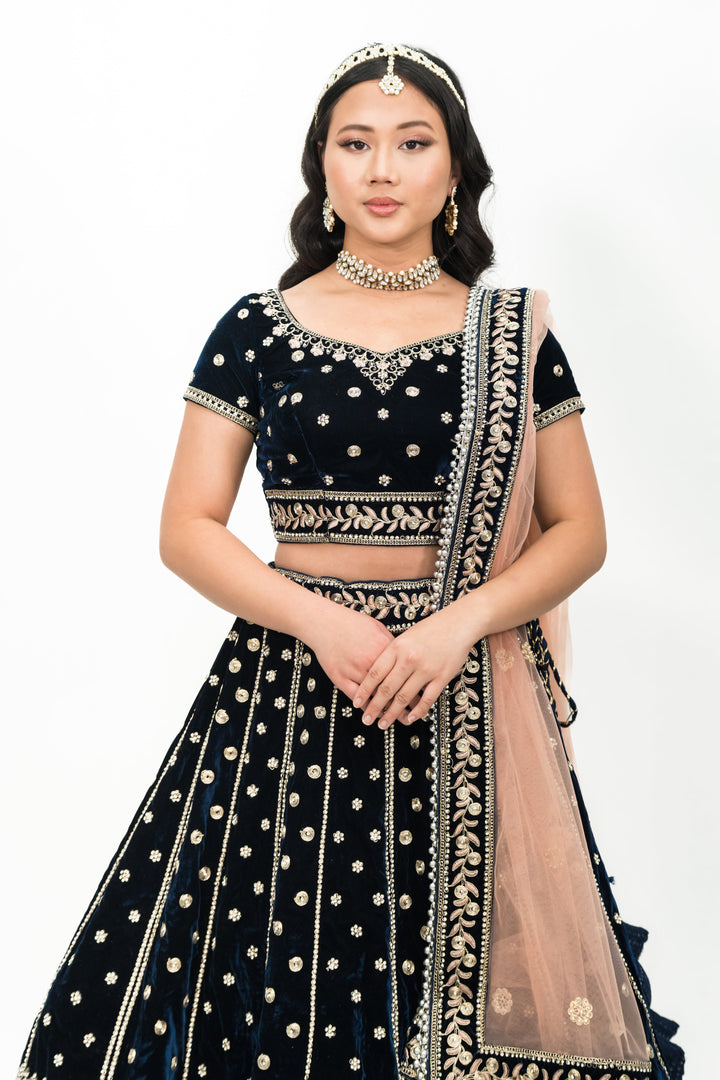 Royal Blue Nawabi Lehenga