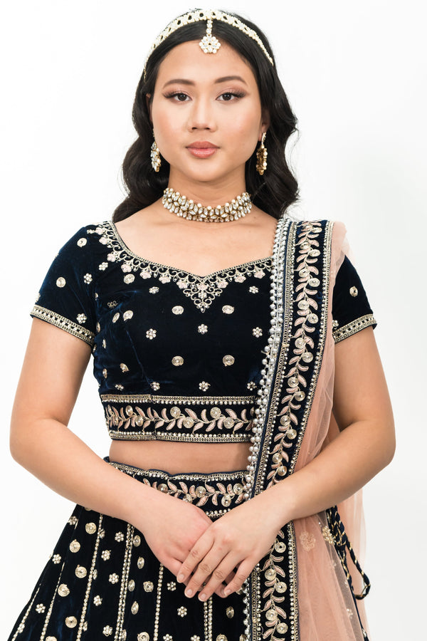 Royal Blue Nawabi Lehenga