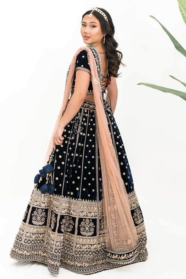 Royal Blue Nawabi Lehenga