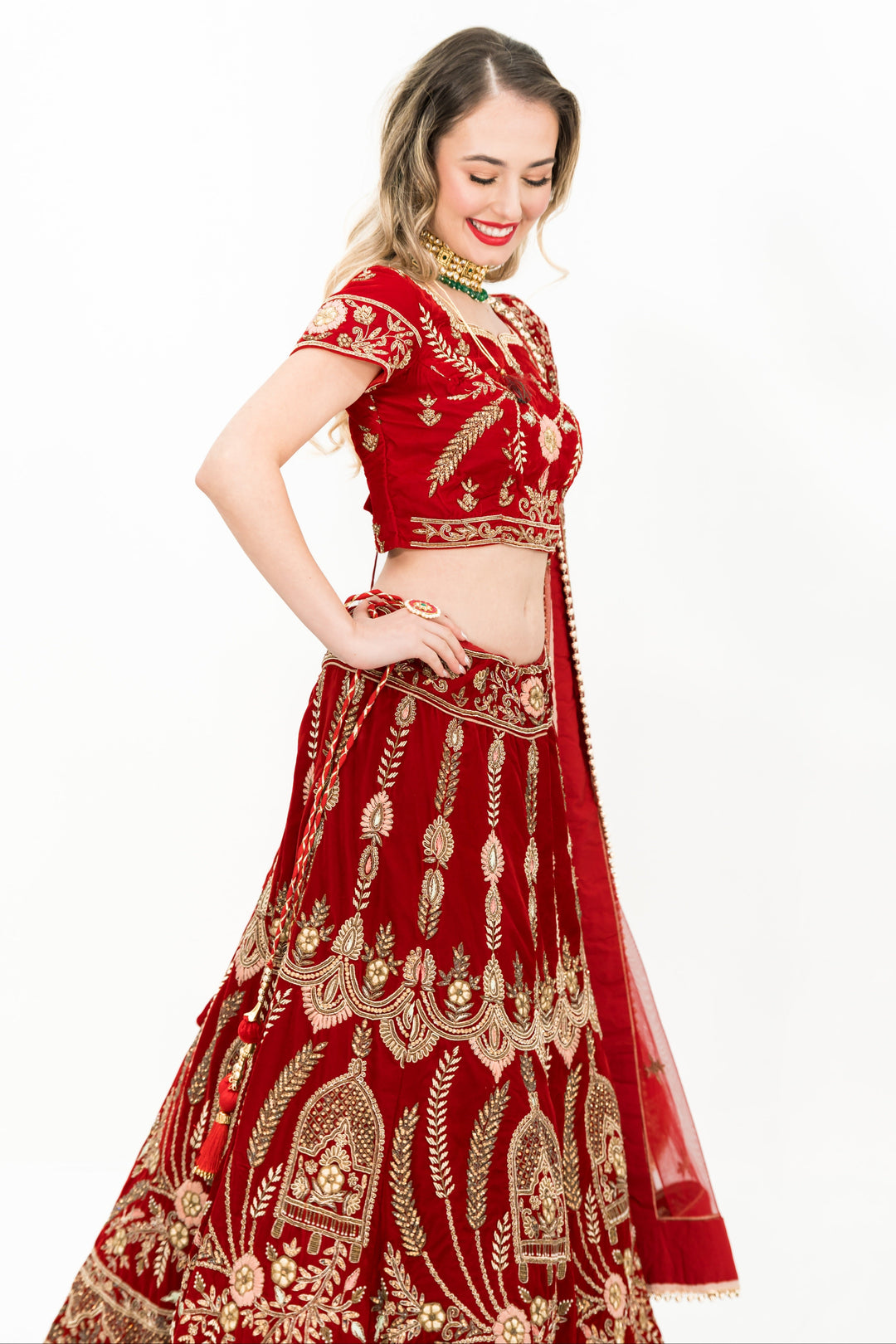 Maroon heavy embellished lehenga