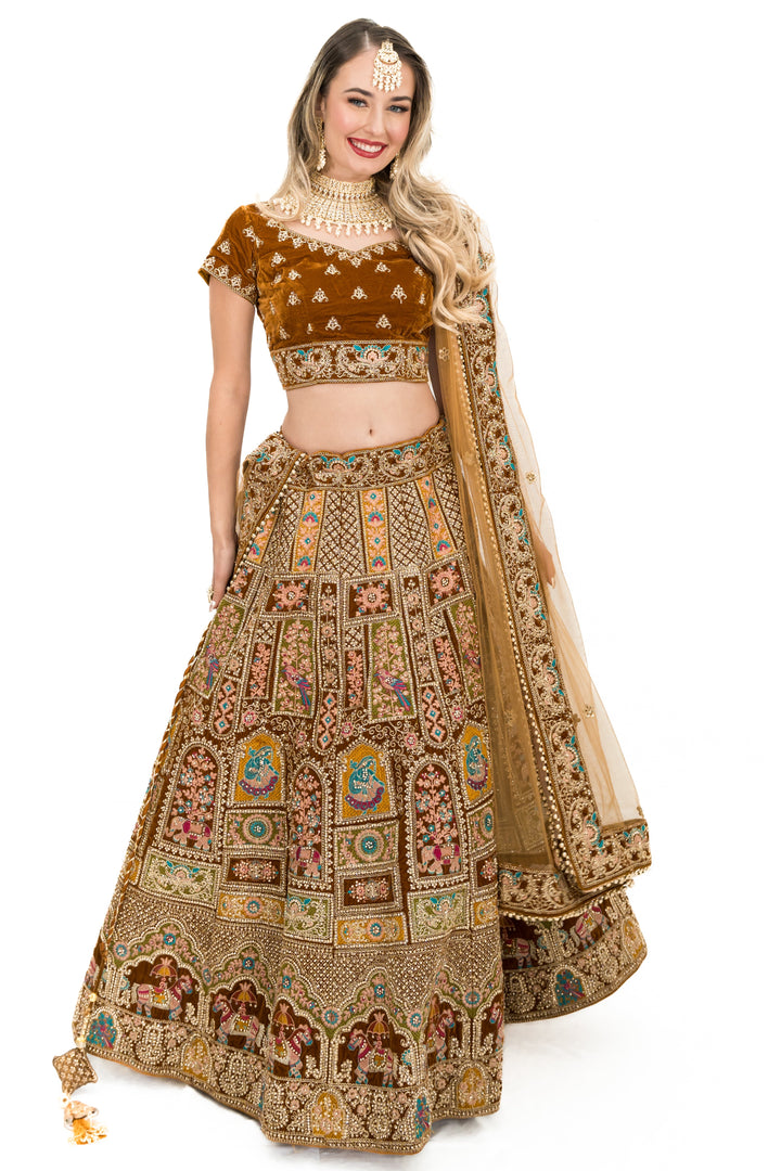 Gold heavy embellished lehenga