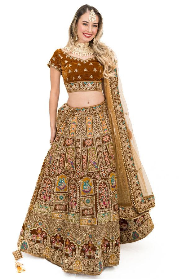 Gold heavy embellished lehenga