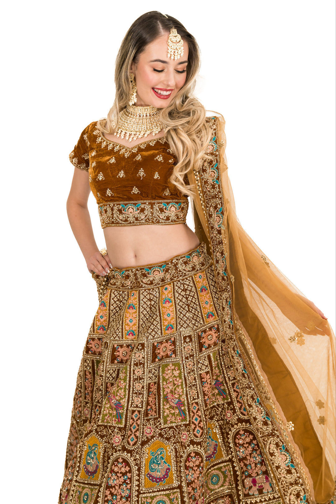 Gold heavy embellished lehenga
