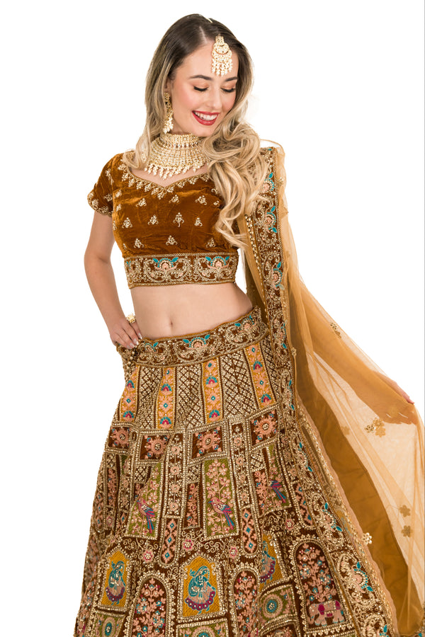 Gold heavy embellished lehenga