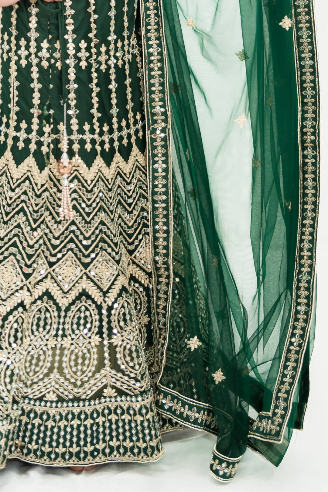 Deep Green Mirror Lehenga