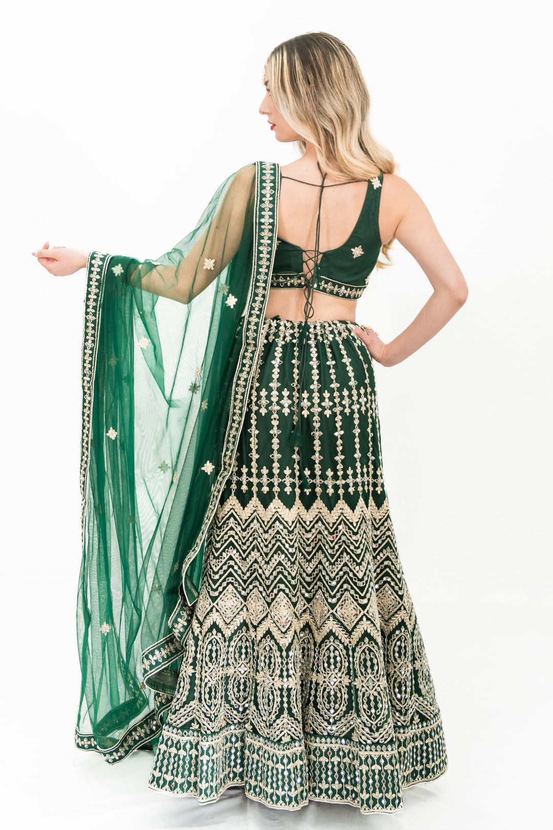 Deep Green Mirror Lehenga