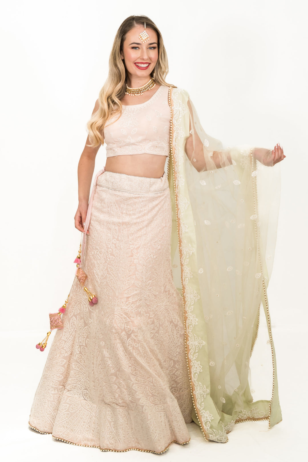 Baby pink lucknowavi work LEHENGA