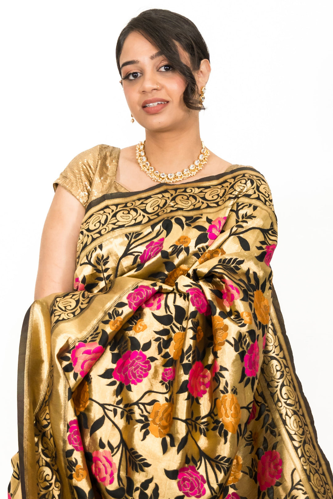 Black Floral Embroidery Saree