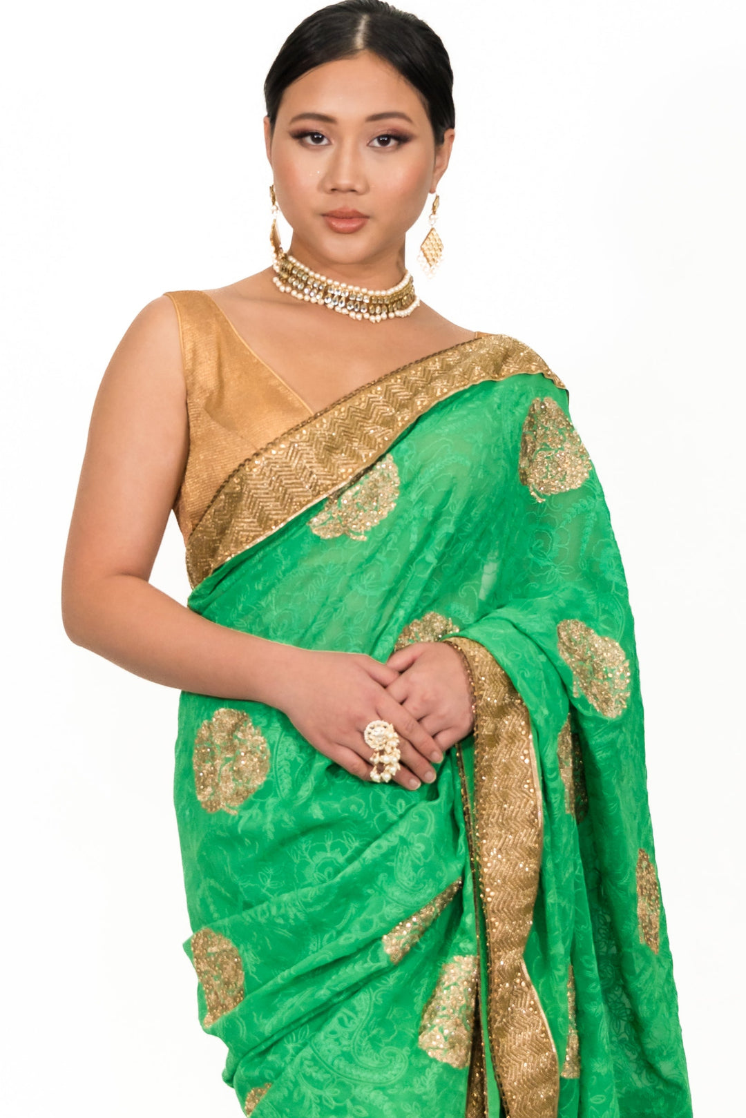 Sage Green Embroidery Saree