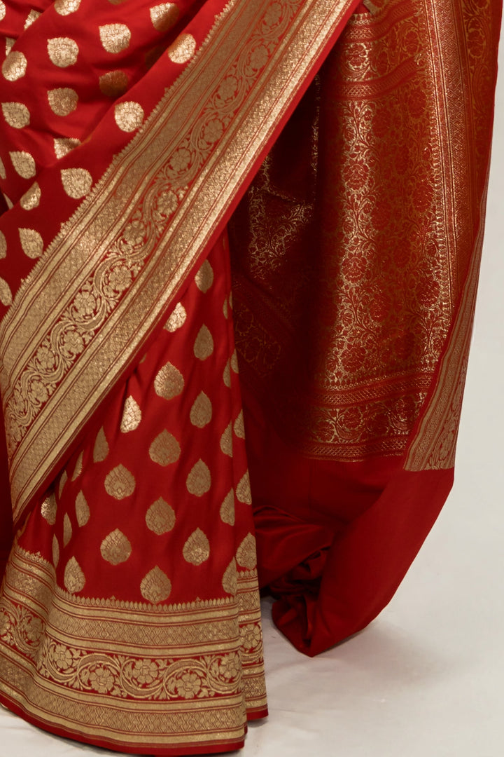 Red Bridal Hand Woven Banarasi Saree