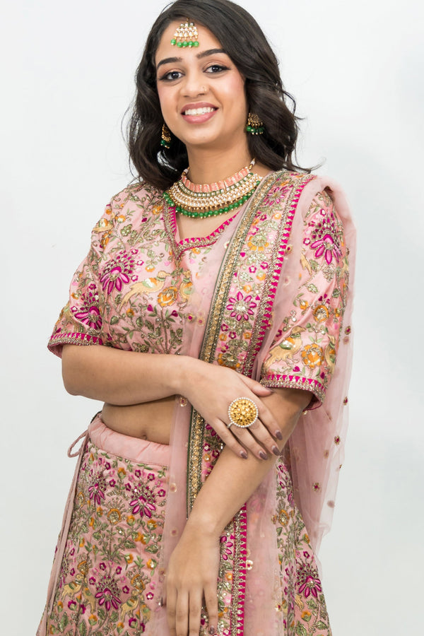 BABY PINK EMBROIDERY LEHENGA (Outside Ontario)