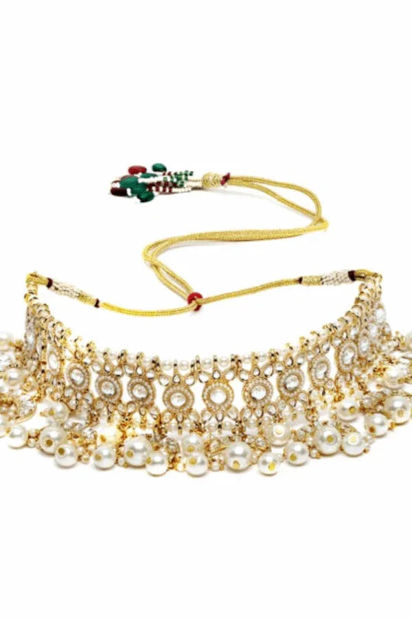 Half Moon Pearl Beaded Choker Jewellery Set (Outside Ontario) - myethnicrentals