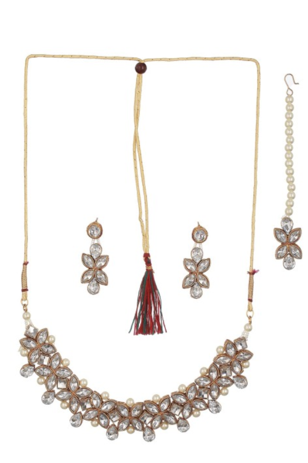 White Crystal-Pearl Jewellery Set