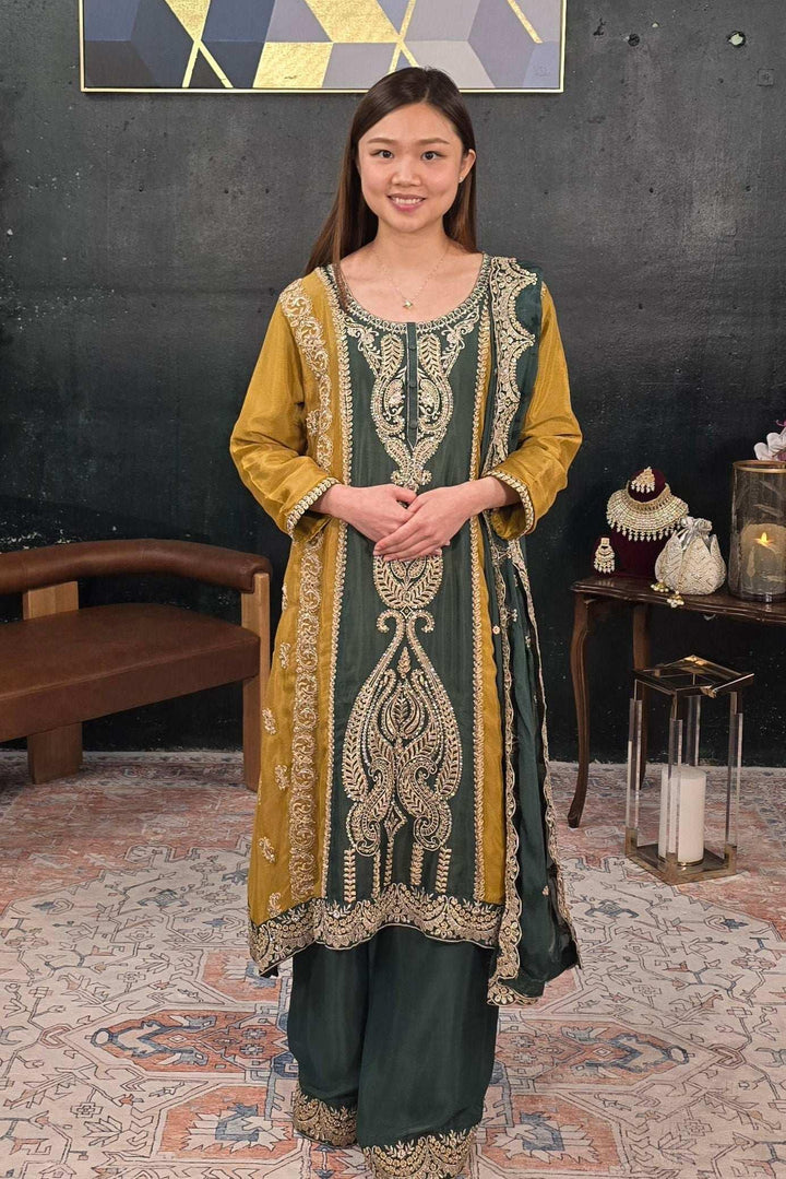 Dark green embroidered Salwar Kameez (Outside Ontario) - myethnicrentals