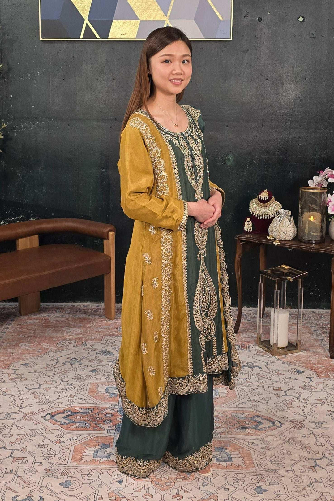 Dark green embroidered Salwar Kameez (Outside Ontario) - myethnicrentals