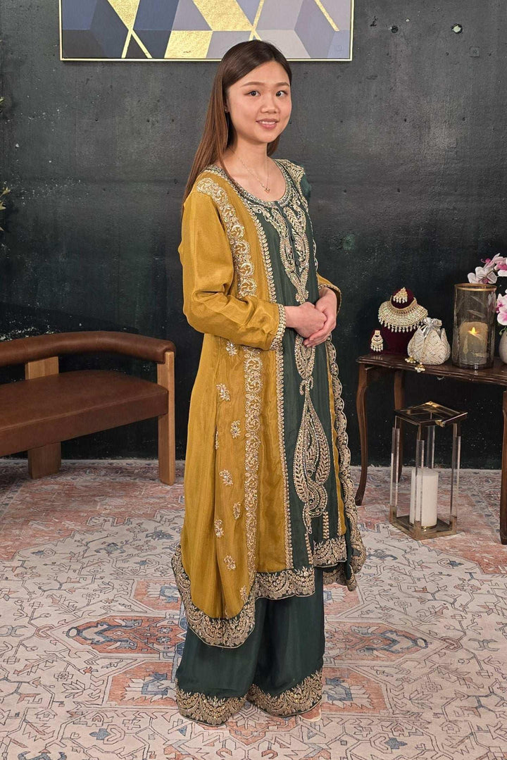 Dark green embroidered Salwar Kameez (Outside Ontario) - myethnicrentals