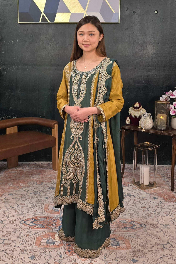 Dark green embroidered Salwar Kameez (Outside Ontario) - myethnicrentals
