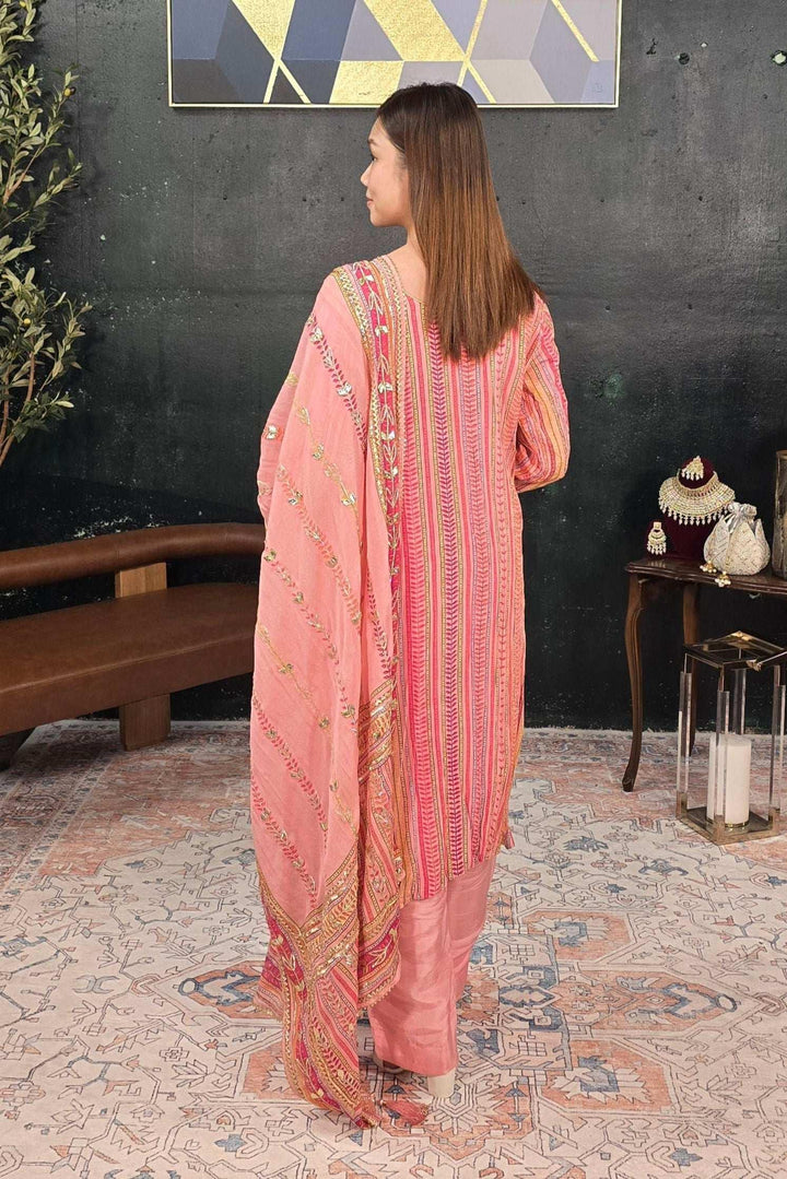Soft Pink Gerogette Gotta Patti Salwar Kameez (Outside Ontario) - myethnicrentals
